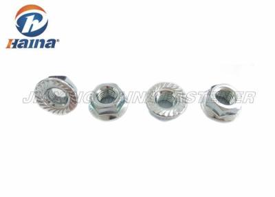 China Hex Flange Nuts Carbon Steel , Zinc Plated Serrated Flange Lock Nut For Machinery for sale