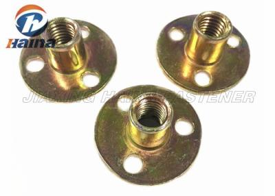 China Zinc plated Round Base Hole Tee Nuts Or Furniture Nut With Three Brads for sale