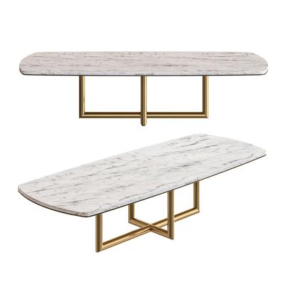 China Contemporary Luxury Rectangle Marble Dining Table For Dining Room for sale