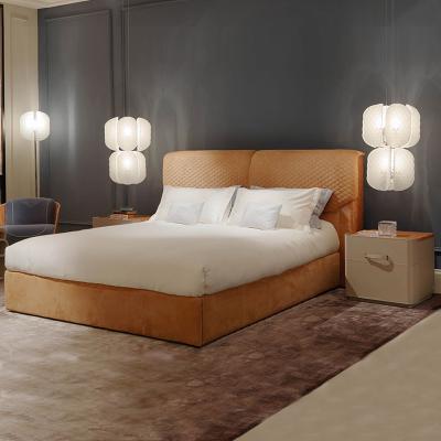 China Luxury Modern Bedroom Furniture Sets Leather Upholstered King Size Bed en venta