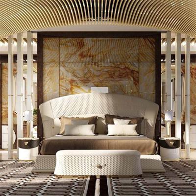 Chine Les meubles de chambre à coucher de luxe modernes ont placé 2.4x2.3m les lits de taille de grand d'or italiens de reine à vendre