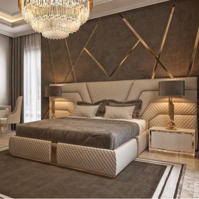 中国 贅沢な注文の革現代寝室の家具はサクラ材の王のサイズのベッドを置きます 販売のため