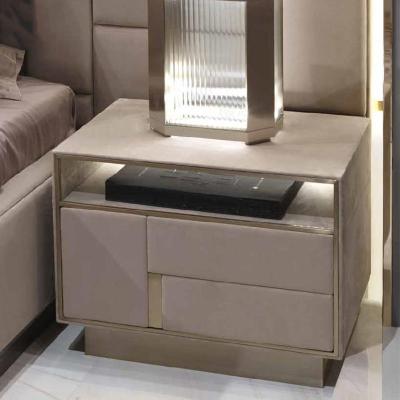 Китай Matted Leather Modern Bedside Tables White Solid Wood Nightstand продается