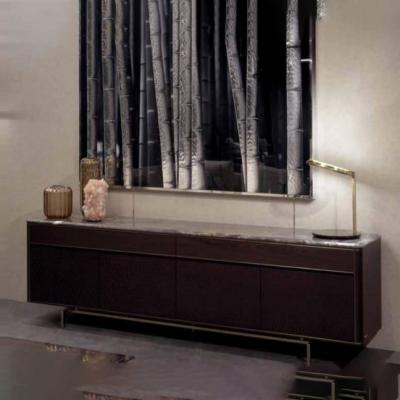 China 0.45x0.65m Sliding Door TV Cabinet Stainless Steel Marble Top for sale