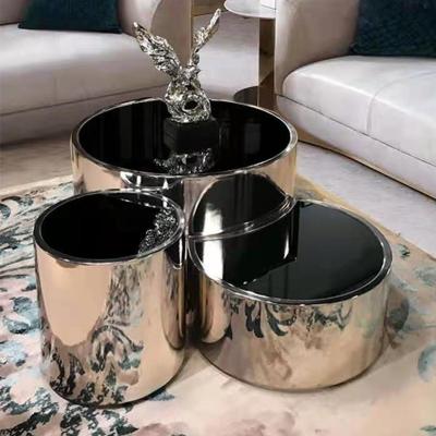 China Latte de acero inoxidable seccional Couchtisch de la mesa de centro redonda de lujo de los 0.9m en venta