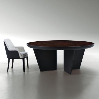 China mesa de jantar do mármore do círculo dos grupos 100cm de 1.8m Burl Luxury Modern Dining Room à venda