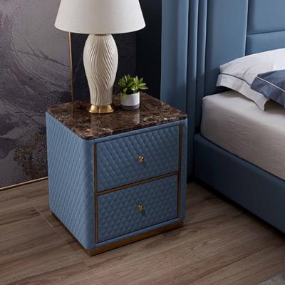 China 550x450mm Modern Bedside Tables Matted Leather Bedside Cabinet With Drawer for sale