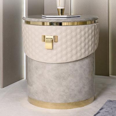 China Stainless Steel Modern Bedside Tables 650mm Marble High End Nightstands for sale