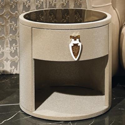 China Leather 0.55m Contemporary Bedside Cabinets 500mm Fancy Bedside Table for sale