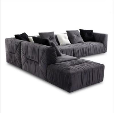 China 27in L Shape Sofa Bed Couch 3.6m Velvet Grey Couch Living Room Sectional for sale