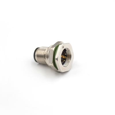 China Pin impermeable circular de Front Lock Welding Socket Male del hilo del conector IP67 M12 en venta