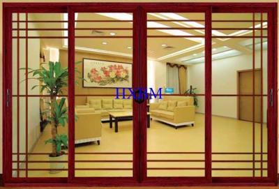 中国 贅沢な家のための木製の穀物色アルミニウム スライディング・ドア 販売のため