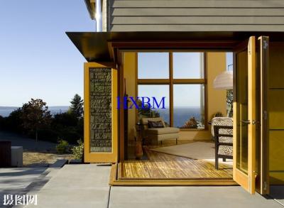 China Wood Grain Aluminium Folding Door , Bifold French Doors For Residential Projects for sale