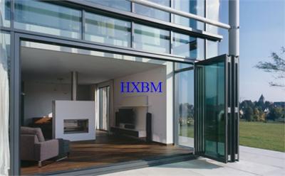 China Energy Efficient Large Opening Double Glazed Aluminium Folding Doors For Villas For Saudi Arab Market for sale