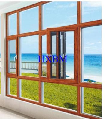 China European Standard Wood Aluminium Windows 70mm Frame 15mm Thick Nature Wood for sale