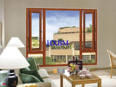 China Strong Frame Wood Effect Aluminium Windows, Integrated Larch Wood Alu Wood Windows for sale