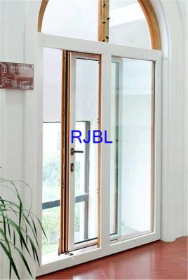 China Customized Aluminium Coated Windows , wood Double Glazed Windows With Arch At Top for sale