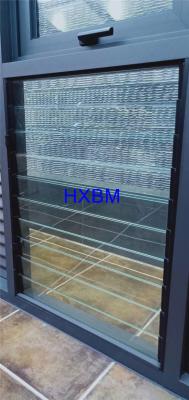 China AS2047 Standard Glass Louver Aluminum Casement Windows With Fixed Security Screen for sale