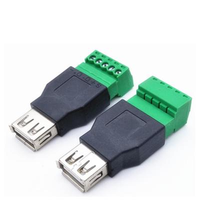 Chine USB 2.0 A Screw Terminal Block USB 2.0 A Female Jack to 5 Pin Screw Shield terminals Type Adapter à vendre