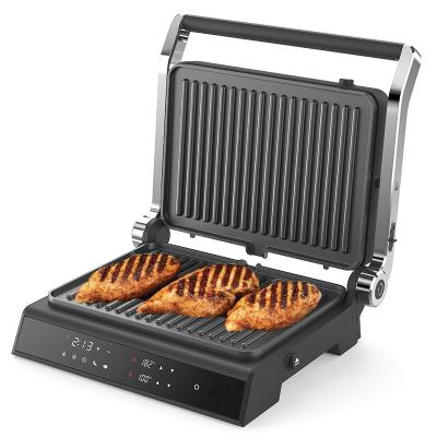 China Detachable plate BBQ Panini Press Grill Griddle Smokeless indoor grill LED touch screen Digital contact grill for sale