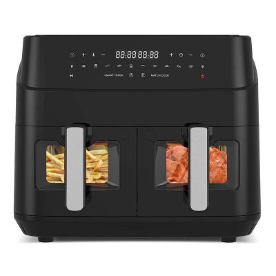 China 9L Dual Basket Air Fryer With Glass Window 2600W Smart Digital Dual Zone Air Fryer for sale