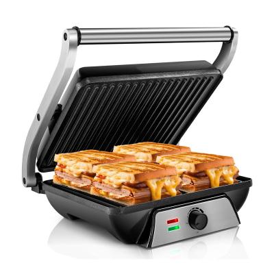China 180 Degree Full Open Non Stick Plate Removable Oil Tray Electric Toaster Sandwich Maker for sale