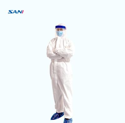 China White Disposable Isolation Coverall , PE Disposable Isolation Clothing for sale