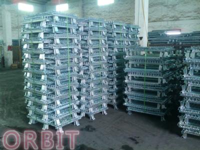 China Amontonamiento de la jaula de acero plegable de la plataforma de la malla de alambre para el almacenamiento de Warehouse en venta