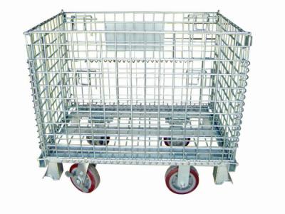 China Zinc Finish Rigid Rolling Wire Mesh Cage With Foot Brakes / Castors for sale