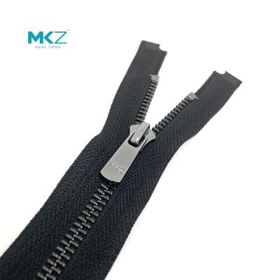 China Silver Aluminum Zippers with thread-off proof  'O' type top stop Metal Zippers for sale