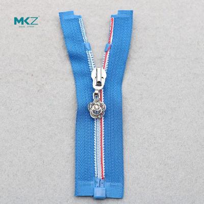 China Clothing Blue Double Open End Zipper , Nylon Two Way Open End Zipper for sale