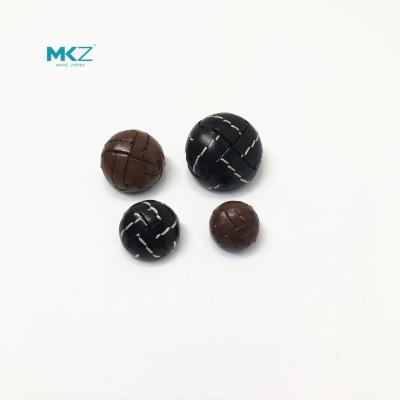 China Round Half Ball 48L 36L 23mm Black Leather Buttons for sale