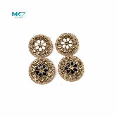 China Circular Floret Retro Elegant C19 Diamond Buttons , 40L Rhinestone Buttons For Clothing for sale