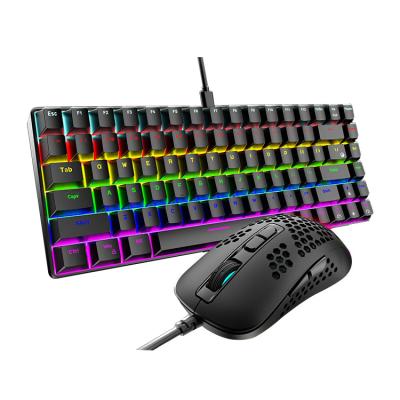 China Rainbow Backlit Keyboard Mouse Combos 84 Keys Pc Keyboard Tablet Notebook Rgb Gaming Mechanical Keyboard for sale