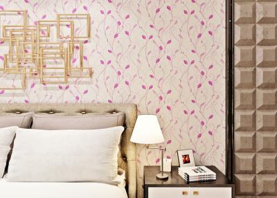 China Purple Leaves Home Decorating Wallpaper For Bedroom Walls , Light Embossing for sale