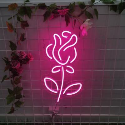 China Custom Logo Neon Light Wedding Sign Pink Rose Drop Shipping Business Advertising Board for sale