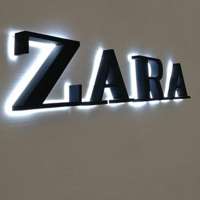 China 2024 Acrylic Snow Indoor Business Wall ZARA LED Metal Customized 3D Backlit Letters for sale