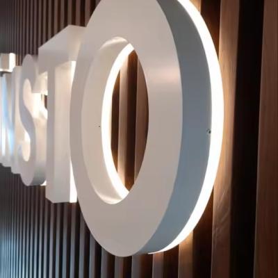 China PVC Outdoor Stainless Steel Logo Business Wall LED Metal Snow Backlit Letters for sale
