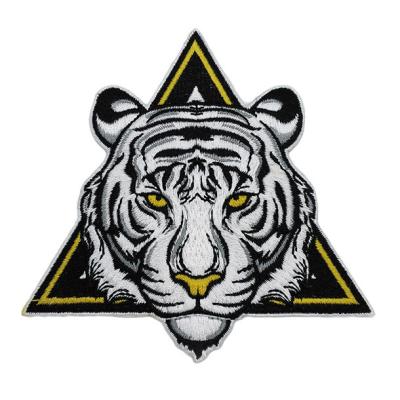 China Washable Custom Embroidered Patches Tiger Iron On Patch  For Clothing for sale