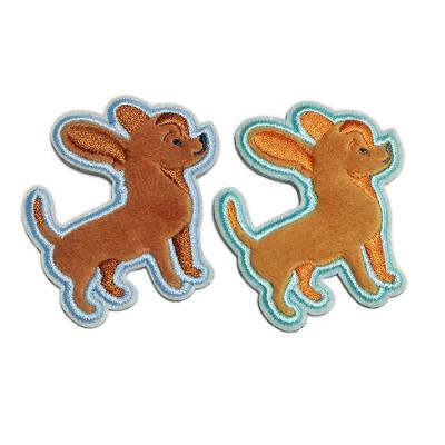 China Fur Dog Embroidered Patch , Self Adhesive Embroidered Animal Patches for sale