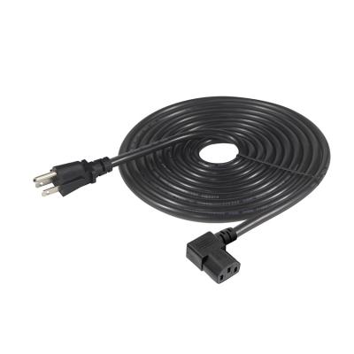 China Angle Elbow Power Supply Cable Cord  IEC C13 Plug American Extension 110V 10A for sale