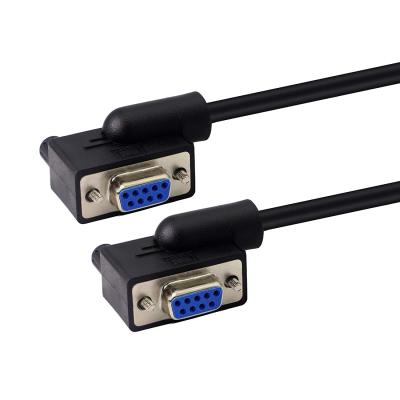 China 30cm DB9 RS232 Serial Cable , 90 Degree Left Angled Female To Female Rs232 Cable for sale