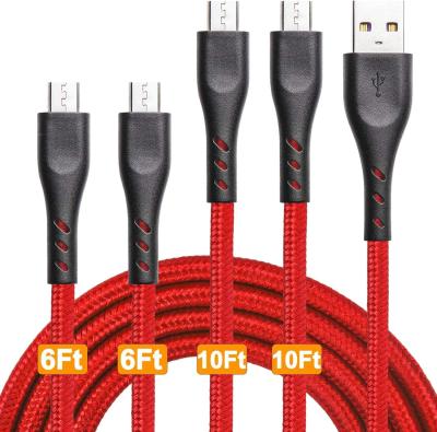 China Micro Braided Straight USB Cable 10ft 6ft For Phone Charging for sale