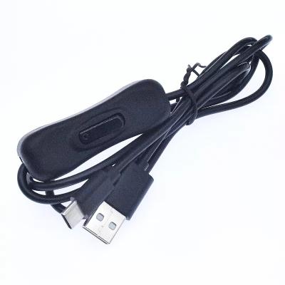 China 3A Fast Charging Straight USB Cable USB 2.0 To Type C With On Off Switch for sale