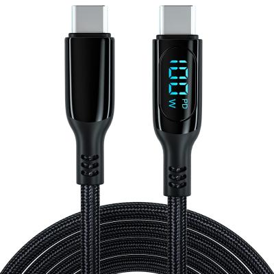 China 6.5ft Nylon Braided USB Cable , USB C Charging Cable 5A PD 100W With LED Display for sale