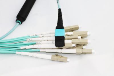 China Aqua 12 Core Fiber Optic Patch Cables MPO Fanouts LC Connectors for sale