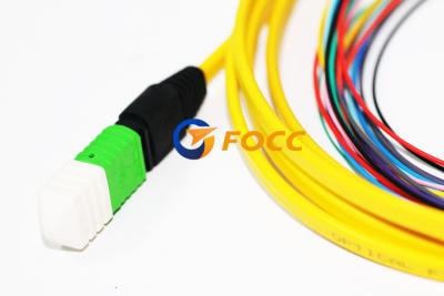 China Yellow 12 Cores Fiber Optic Singlemode MPO Ribbon Cable High Density for sale