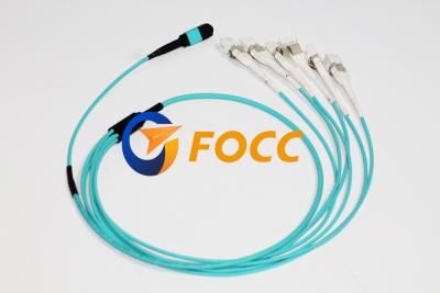 China 50/125μm OM3 Fiber MTP Fanout Cable 1x12 Fiber MTP to 12 LC for sale