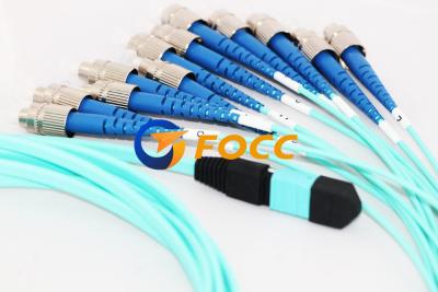 China Blue Optical 12 Fanout MPO MTP to FC Cable Multimode High Density for sale