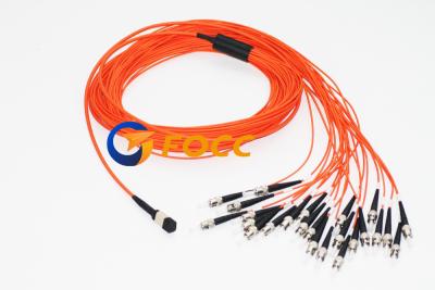 China LSZH Outer Jacket MTP/MPO Fiber Breakout Cable 24 MPO to ST Connectors for sale